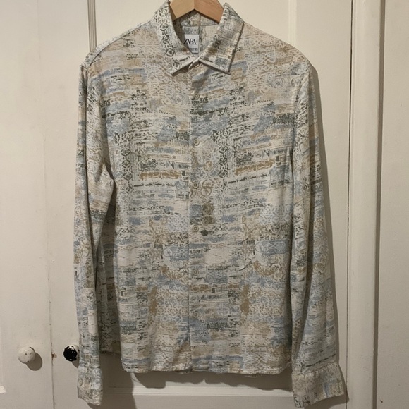 Zara Men's Tie Dye Print Casual Dress Shirt Men's Size Medium - Picture 1 of 12
